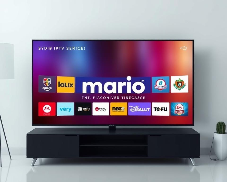 A high-definition IPTV service with a modern, sleek interface, featuring a wide selection of live TV channels, on-demand content, and a user-friendly platform. The image should showcase the marioiptvfr.com brand prominently, with a focus on the crisp, vibrant visuals and the seamless integration of the IPTV service. The composition should be well-balanced, with the IPTV interface taking center stage, surrounded by a clean, minimalist background that complements the overall aesthetic. The lighting should be soft and even, creating a sense of depth and emphasizing the clarity of the IPTV display. The camera angle should be slightly elevated, providing a slightly elevated perspective that conveys a sense of professionalism and sophistication.