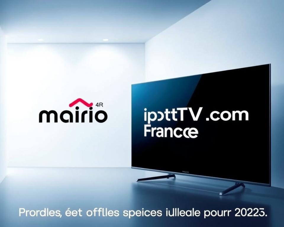 A modern and visually striking image showcasing the "Meilleur IPTV France4K" brand. In the foreground, a sleek and minimalist 4K television displays a vibrant, high-quality image, highlighting the superior video quality. The middle ground features a stylized marioiptvfr.com logo, prominently displayed to establish the brand identity. The background is a clean, gradient-based environment, with subtle lighting effects that create a sense of depth and atmosphere. The overall composition is balanced, with a focus on showcasing the product's capabilities and the brand's premium positioning in the French IPTV market. The image conveys a modern, high-tech, and visually appealing aesthetic that aligns with the section title "Promotions et offres spéciales IPTV4K pour 2025".