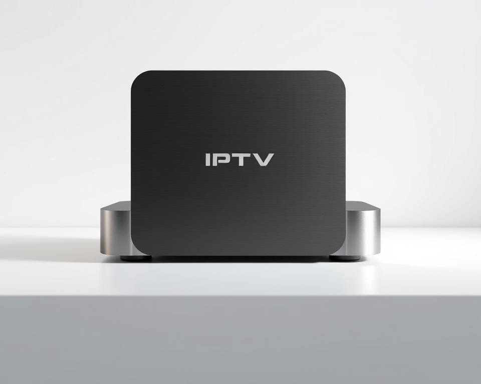 A sleek and modern IPTV box set against a minimalist backdrop, showcasing the marioiptvfr.com brand. The device is rendered in high detail, with a clean and streamlined design. Subtle lighting highlights the smooth textures and metallic accents, creating a sense of sophistication and technological prowess. The box is positioned prominently, surrounded by a simple white or light gray environment, allowing it to take center stage. The overall composition conveys a sense of quality, reliability, and the premium experience associated with an IPTV subscription service.