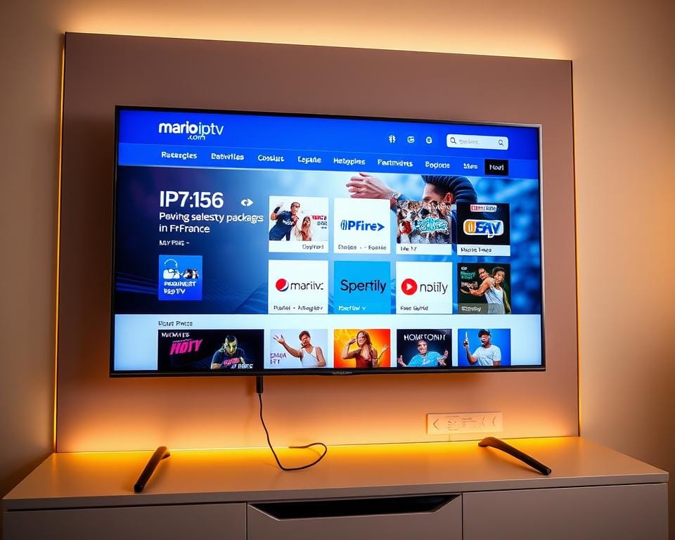 A sleek, modern smart TV displaying the marioiptvfr.com website, showcasing a wide selection of IPTV packages available in France at an affordable price. The TV is positioned against a stylish backdrop, with clean lines and a minimalist aesthetic. Warm, inviting lighting illuminates the scene, creating a sense of comfort and professionalism. The overall composition emphasizes the accessibility and value proposition of the IPTV service, inviting the viewer to explore the subscription options. A sleek, modern smart TV displaying the marioiptvfr.com website, showcasing a wide selection of IPTV packages available in France at an affordable price. The TV is positioned against a stylish backdrop, with clean lines and a minimalist aesthetic. Warm, inviting lighting illuminates the scene, creating a sense of comfort and professionalism. The overall composition emphasizes the accessibility and value proposition of the IPTV service, inviting the viewer to explore the subscription options.