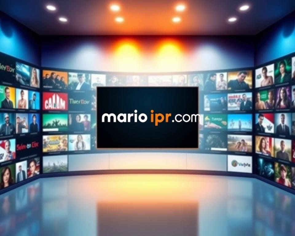 A vibrant and modern streaming platform interface, featuring rows of thumbnails showcasing a diverse array of popular TV series. The layout is clean and intuitive, with a sleek, minimalist design that emphasizes the content. Soft lighting emanates from the screen, creating a warm and inviting atmosphere. In the center, the marioiptvfr.com logo is prominently displayed, indicating the source of this comprehensive streaming service. The overall aesthetic is both visually appealing and user-friendly, reflecting the convenience and quality of the streaming experience.