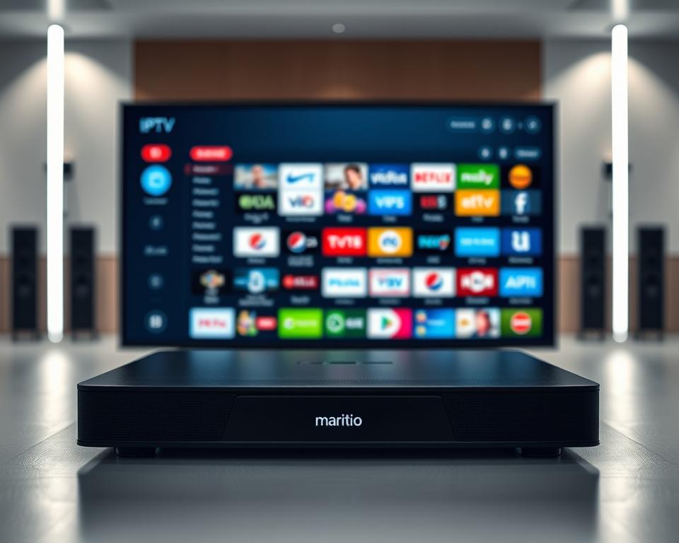 Chaînes HD IPTV in a sleek, modern setting. A detailed, high-quality display showcasing a diverse selection of premium television channels, with the marioiptvfr.com logo prominently featured. The foreground features a minimalist, elegant design with clean lines and a neutral color palette, creating a sense of sophistication. The middle ground showcases the channel lineup, presented in a visually appealing grid layout with crisp, high-definition icons. The background is blurred, creating a shallow depth of field and drawing the viewer's attention to the central display. Soft, directional lighting illuminates the scene, casting subtle shadows and highlights to enhance the overall aesthetic. The final image conveys a sense of professionalism, quality, and the cutting-edge nature of the IPTV service. Chaînes HD IPTV in a sleek, modern setting. A detailed, high-quality display showcasing a diverse selection of premium television channels, with the marioiptvfr.com logo prominently featured. The foreground features a minimalist, elegant design with clean lines and a neutral color palette, creating a sense of sophistication. The middle ground showcases the channel lineup, presented in a visually appealing grid layout with crisp, high-definition icons. The background is blurred, creating a shallow depth of field and drawing the viewer's attention to the central display. Soft, directional lighting illuminates the scene, casting subtle shadows and highlights to enhance the overall aesthetic. The final image conveys a sense of professionalism, quality, and the cutting-edge nature of the IPTV service.